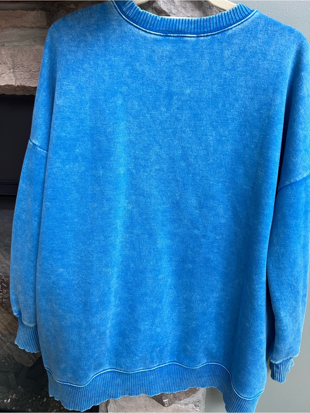 Zenana Ocean Blue Oversized fleece super soft acid wash Sweatshirt - Picture 9 of 11